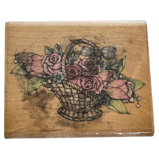 Rubber Stampede Rubber Stamp Romantic Flower Basket Mothers Day Cardmaking Roses