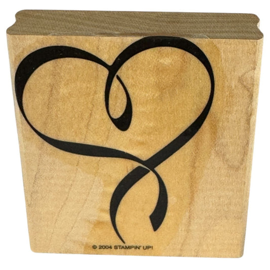 Stampin Up Rubber Stamp Heart Ribbon Valentines Day Card Making Craft Love Wood