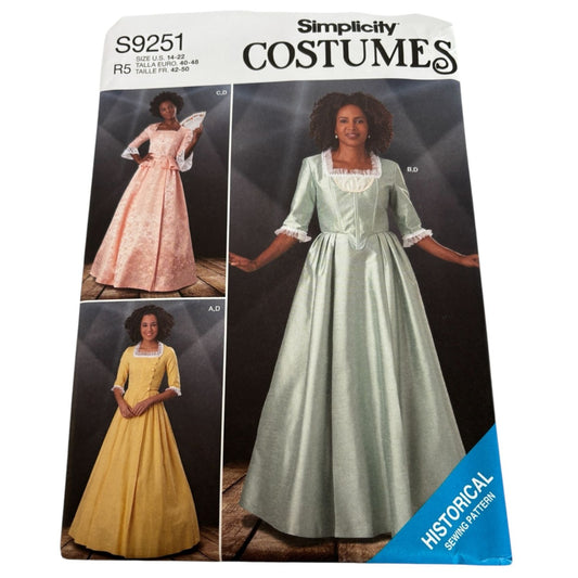 Simplicity Pattern S925118th Century Historical Costume Dress Corset 14-22 UC