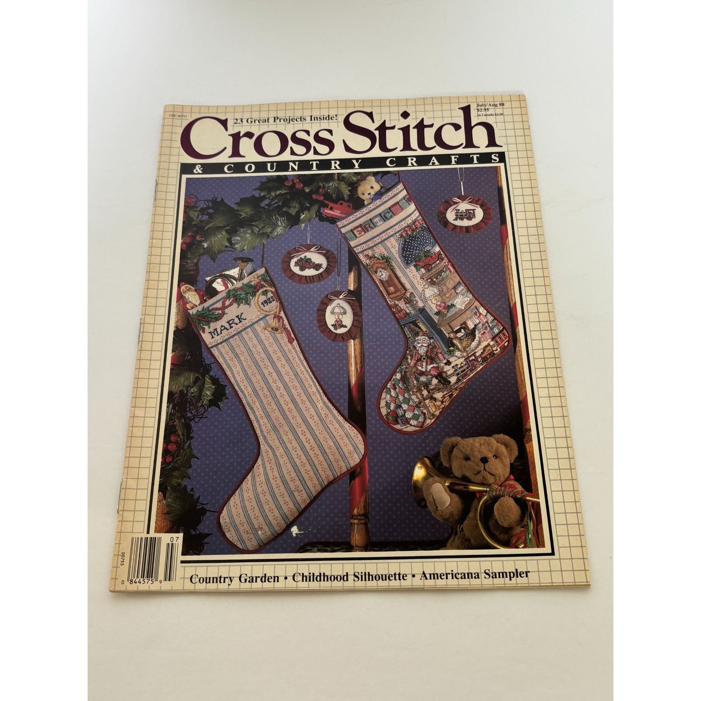 Cross Stitch and Country Crafts Magazine Christmas Stockings Pattern July 1988