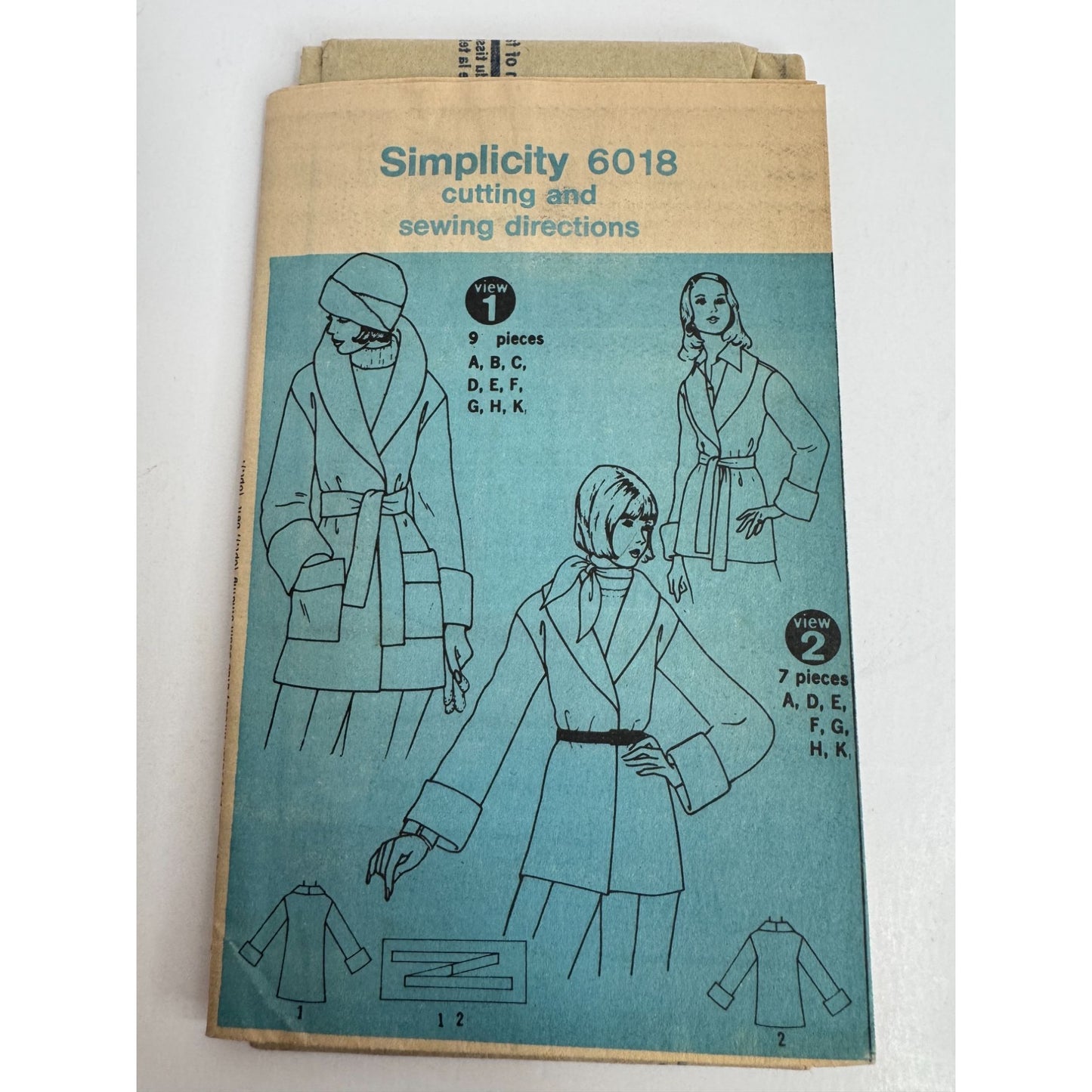 Simplicity Sewing Pattern 6018 Jacket Belted Waist Shawl Collar Patch Pockets 14
