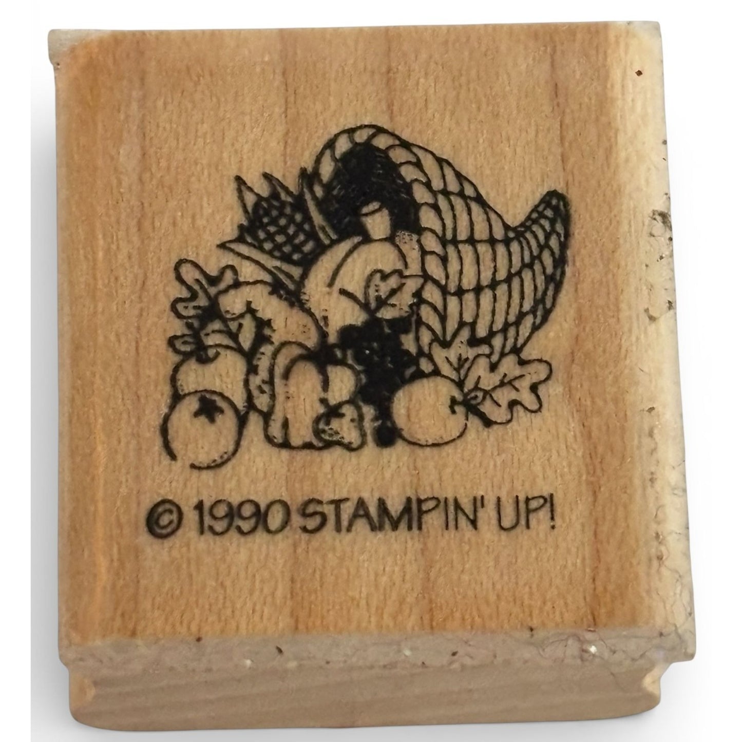 Stampin Up Rubber Stamp Cornucopia Fall Harvest Thanksgiving Cardmaking Craft Wood Mounted