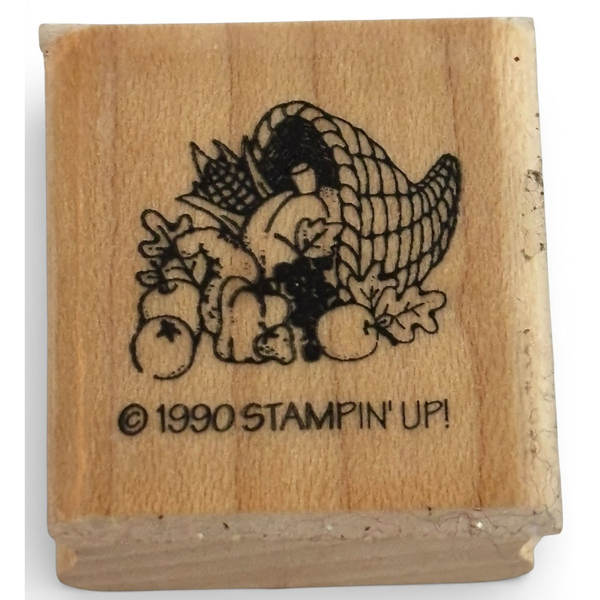 Stampin Up Rubber Stamp Cornucopia Fall Harvest Thanksgiving Cardmaking Craft Wood Mounted