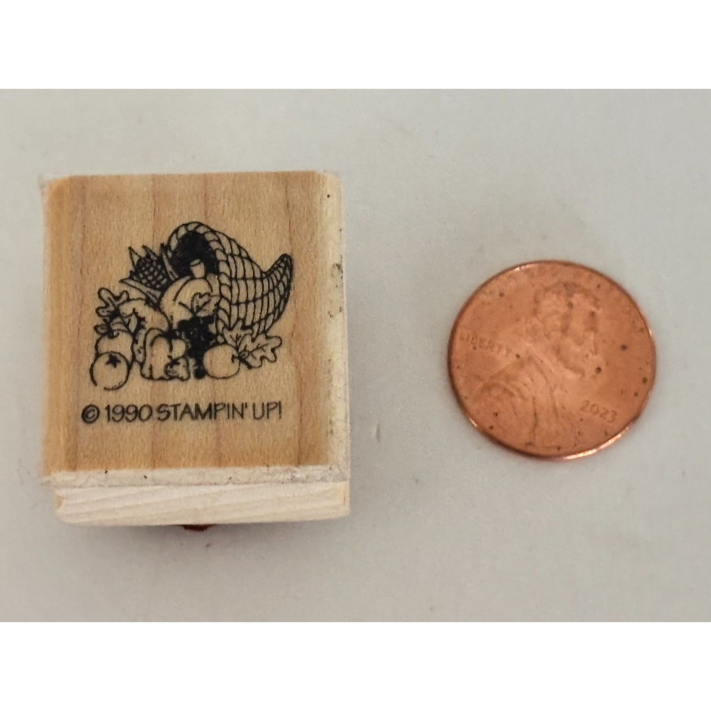 Stampin Up Rubber Stamp Cornucopia Fall Harvest Thanksgiving Cardmaking Craft Wood Mounted