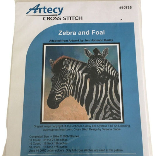 Artecy Cross Stitch Pattern Zebra and Foal Wild Animal Family Wildlife Safari Nature Africa