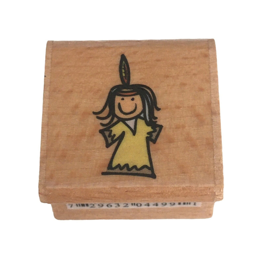 Doodles & Design Rubber Stamp Thanksgiving Native American Girl Card Making