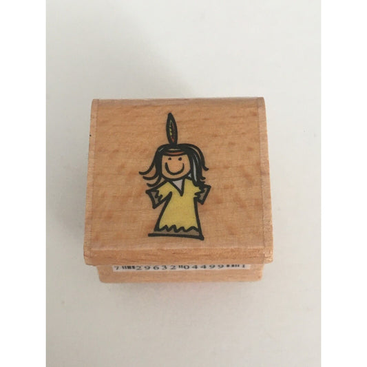 Doodles & Design Rubber Stamp Thanksgiving Native American Girl Card Making