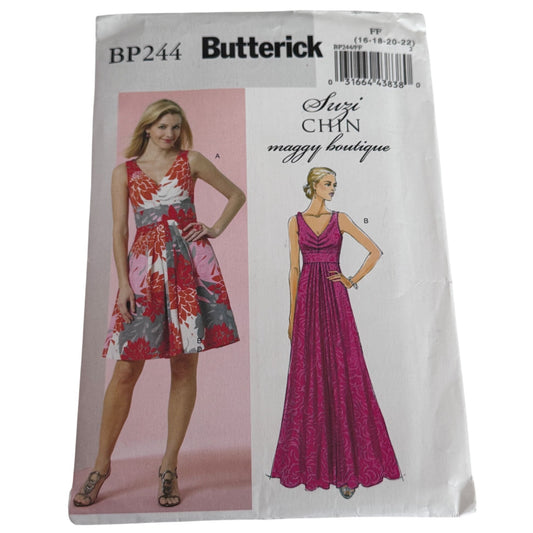 Butterick Sewing Pattern BP244 Suzi Chin Formal Evening Cocktail Dress 16-22 Easy Uncut Prom