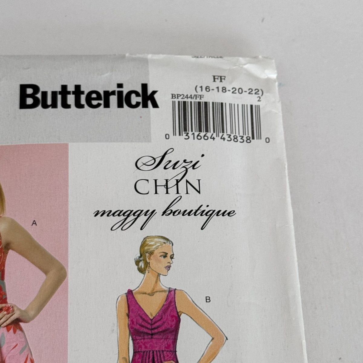 Butterick Sewing Pattern BP244 Suzi Chin Formal Evening Cocktail Dress 16-22 Easy Uncut Prom