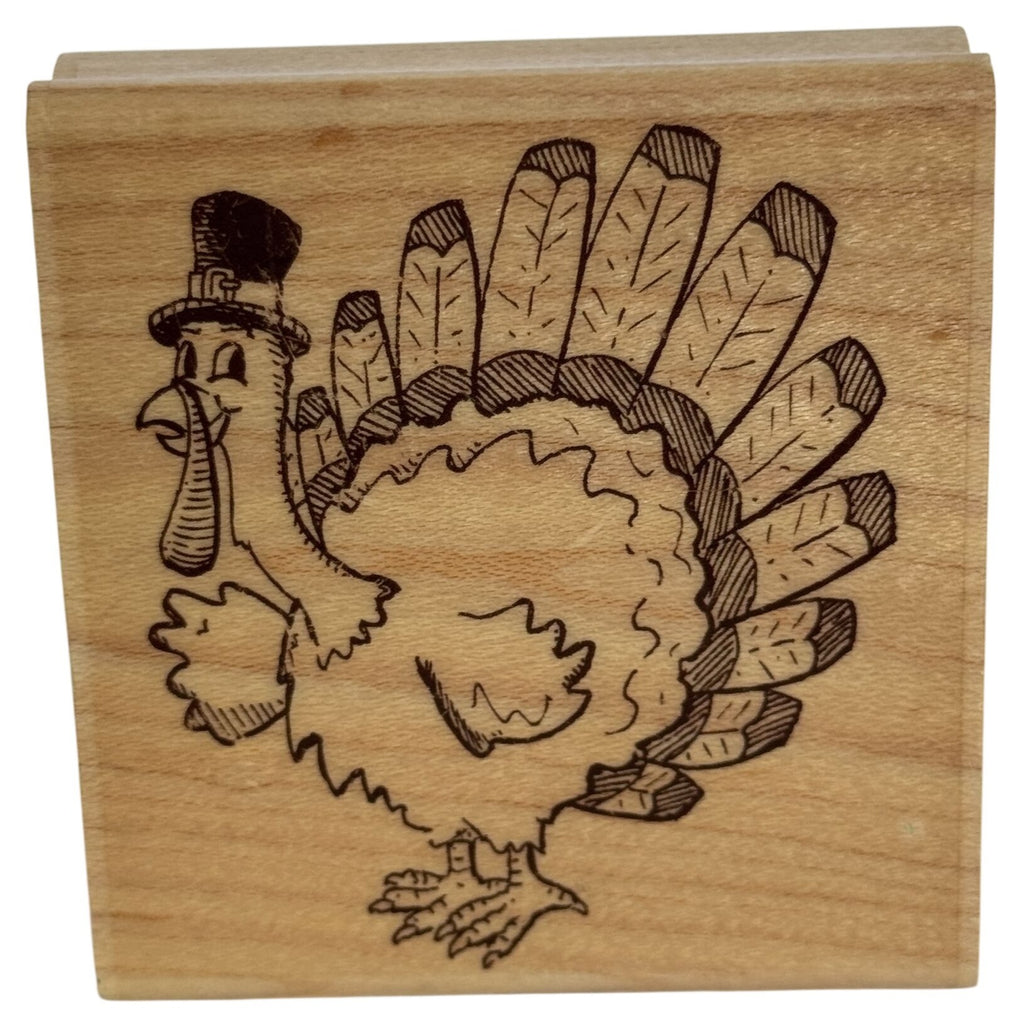 Stampabilities Rubber Stamp Sketchy Turkey Thanksgiving Greetings Card Making Fall Wood Mounted