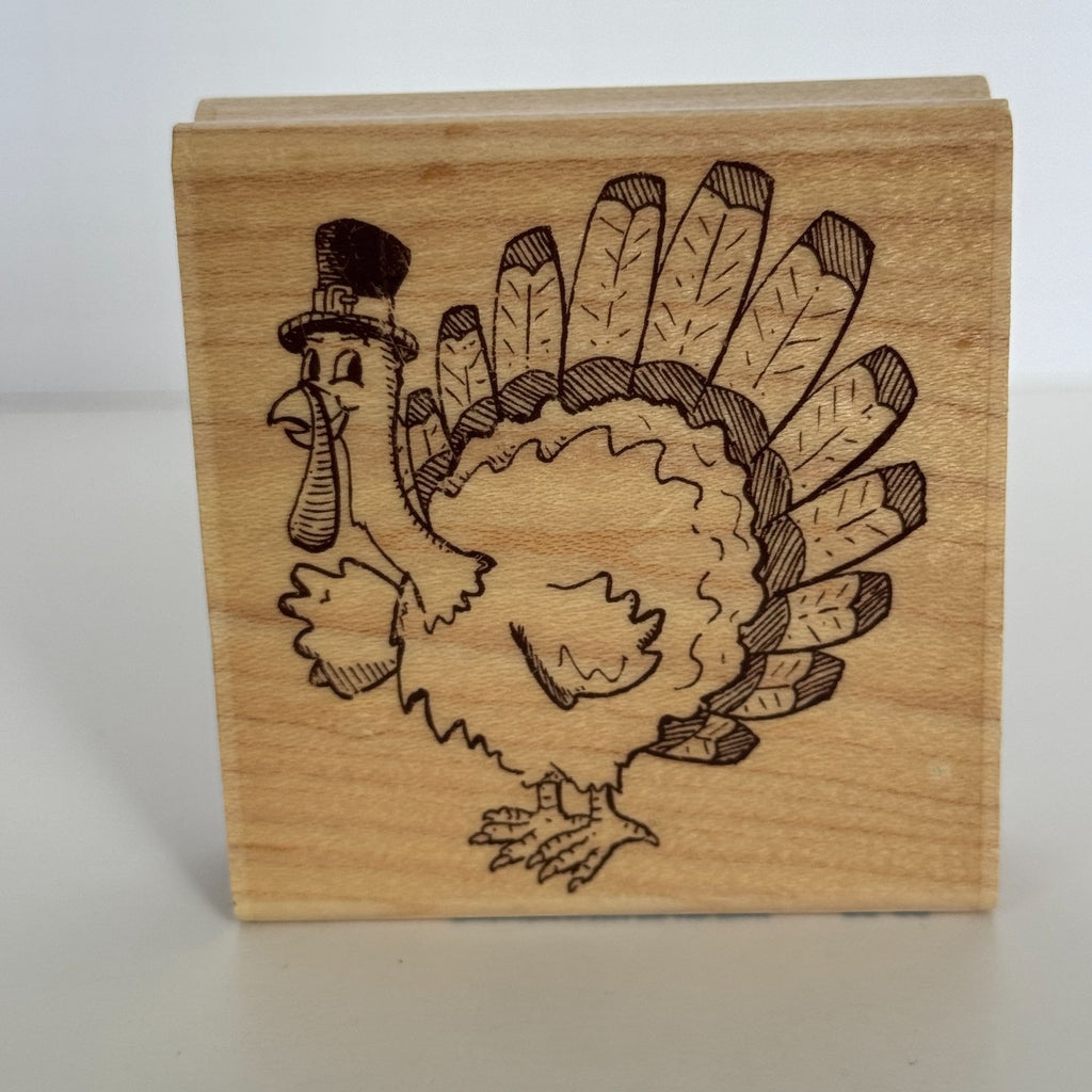 Stampabilities Rubber Stamp Sketchy Turkey Thanksgiving Greetings Card Making Fall Wood Mounted