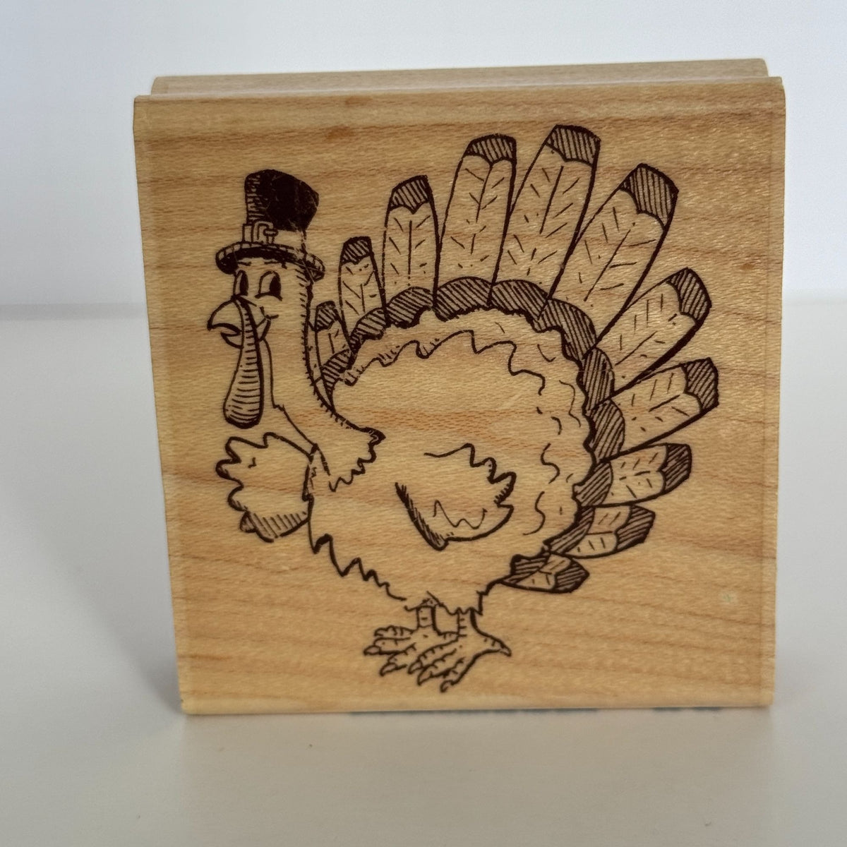 Stampabilities Rubber Stamp Sketchy Turkey Thanksgiving Greetings Card Making Fall Wood Mounted