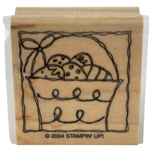 Stampin Up Rubber Stamp Easter Eggs Basket Card Making Spring Wood Mounted Craft