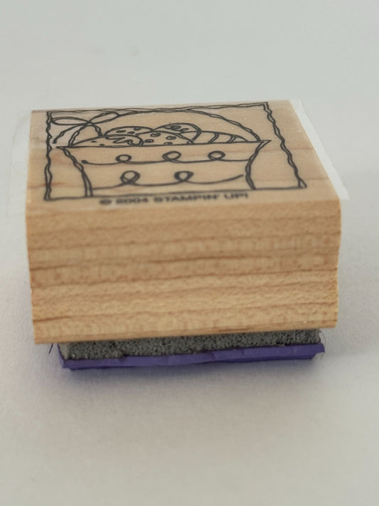 Stampin Up Rubber Stamp Easter Eggs Basket Card Making Spring Wood Mounted Craft