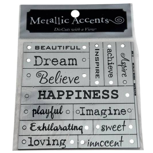 DieCuts with a View Metallic Accents Inspiration Words Embellishments Dream Believe Happiness Imagine Exhilarating