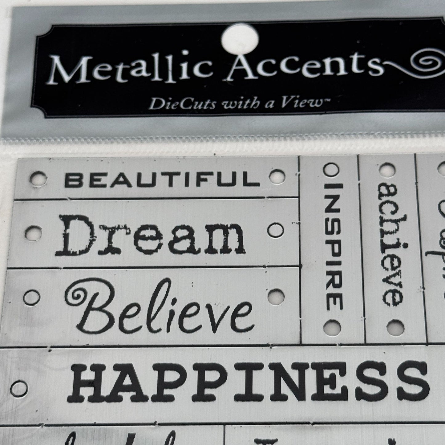 DieCuts with a View Metallic Accents Inspiration Words Embellishments Dream Believe Happiness Imagine Exhilarating