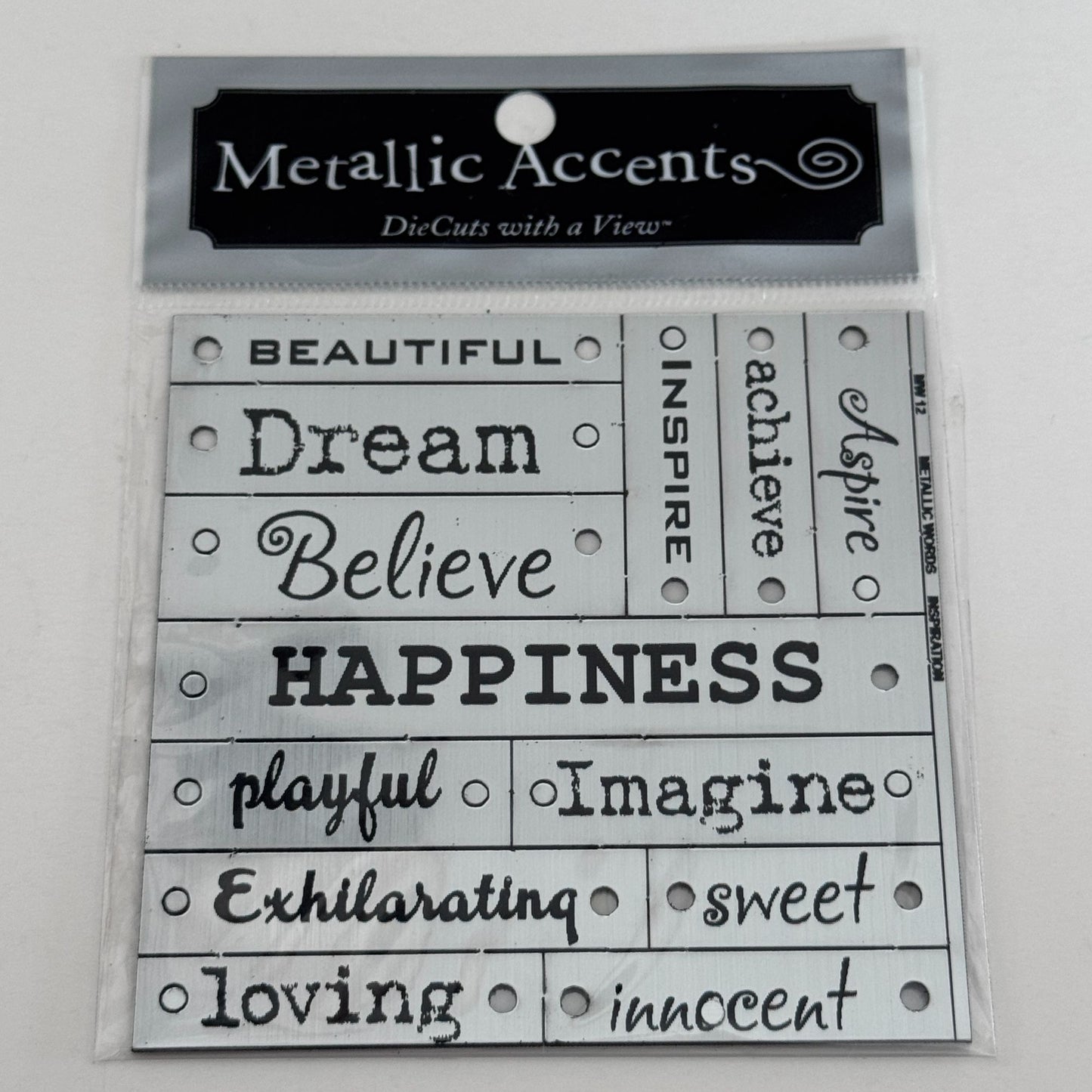 DieCuts with a View Metallic Accents Inspiration Words Embellishments Dream Believe Happiness Imagine Exhilarating