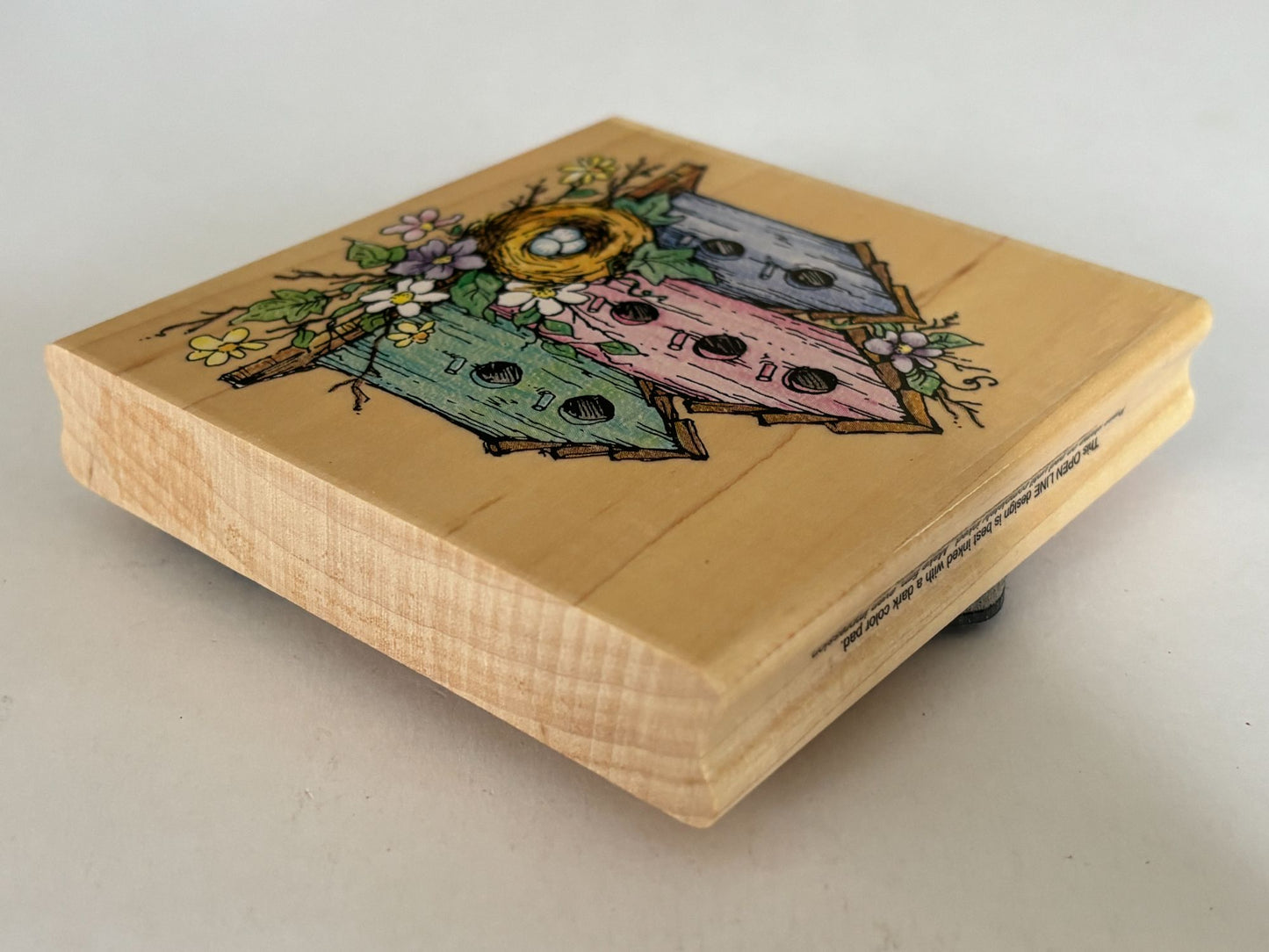 Stampendous Rubber Stamp Three Home Nest Birdhouse Bird Real Estate Card Making