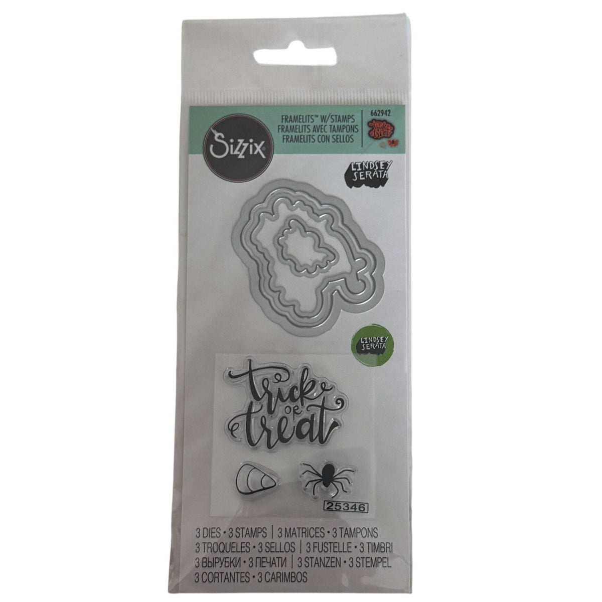 Sizzix Framelits Dies and Clear Stamps Set Trick or Treat Halloween Spider Candy Cardmaking