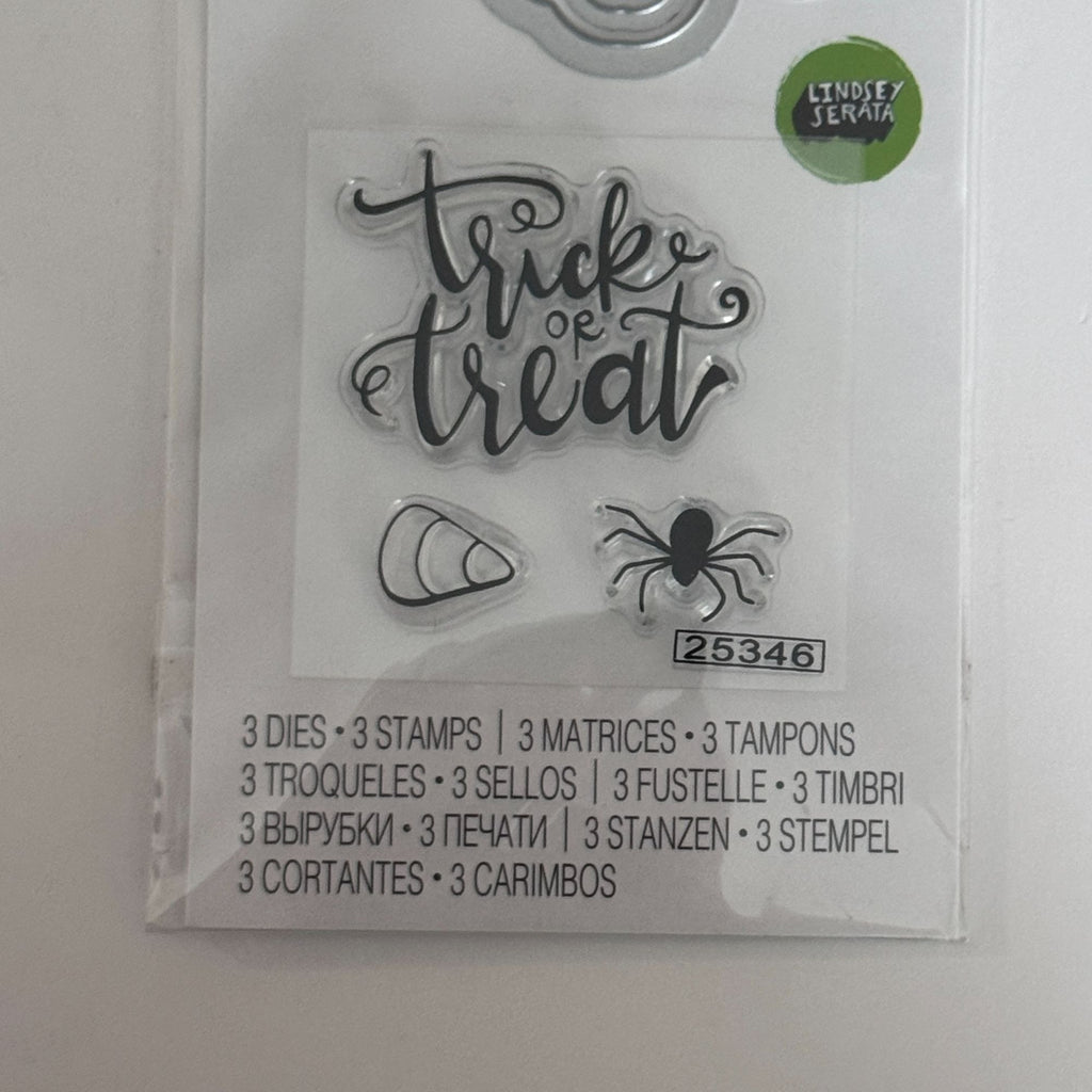 Sizzix Framelits Dies and Clear Stamps Set Trick or Treat Halloween Spider Candy Cardmaking