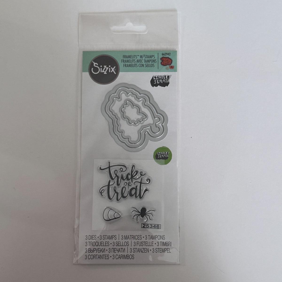 Sizzix Framelits Dies and Clear Stamps Set Trick or Treat Halloween Spider Candy Cardmaking