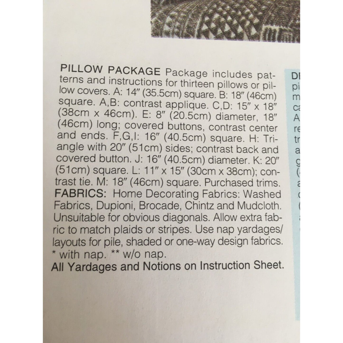 Butterick Sewing Pattern 3818 Home Decor 13 Pillows or Pillow Covers Uncut