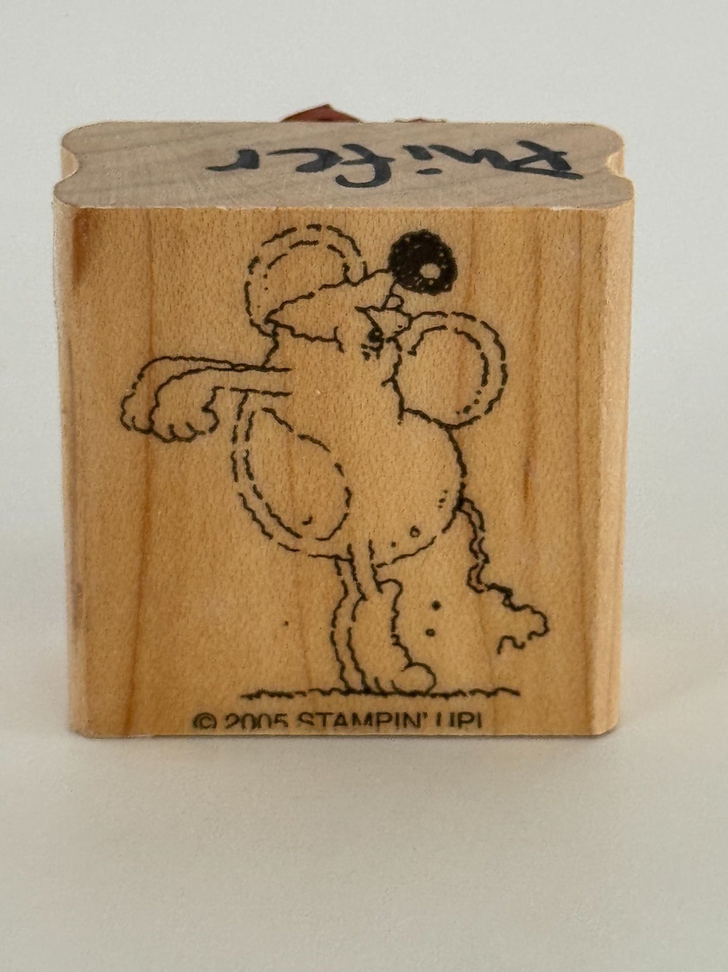Stampin Up Wood Rubber Stamps Set Cattitude Cat Yarn Fish Bowl Paw Print Funny