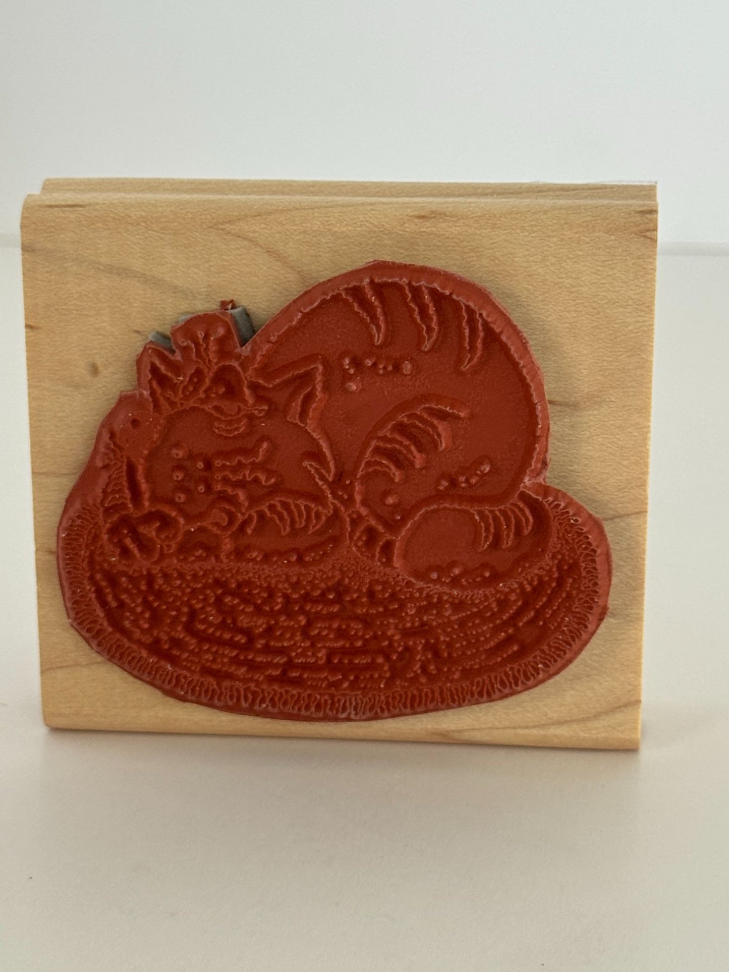 Stampin Up Wood Rubber Stamps Set Cattitude Cat Yarn Fish Bowl Paw Print Funny