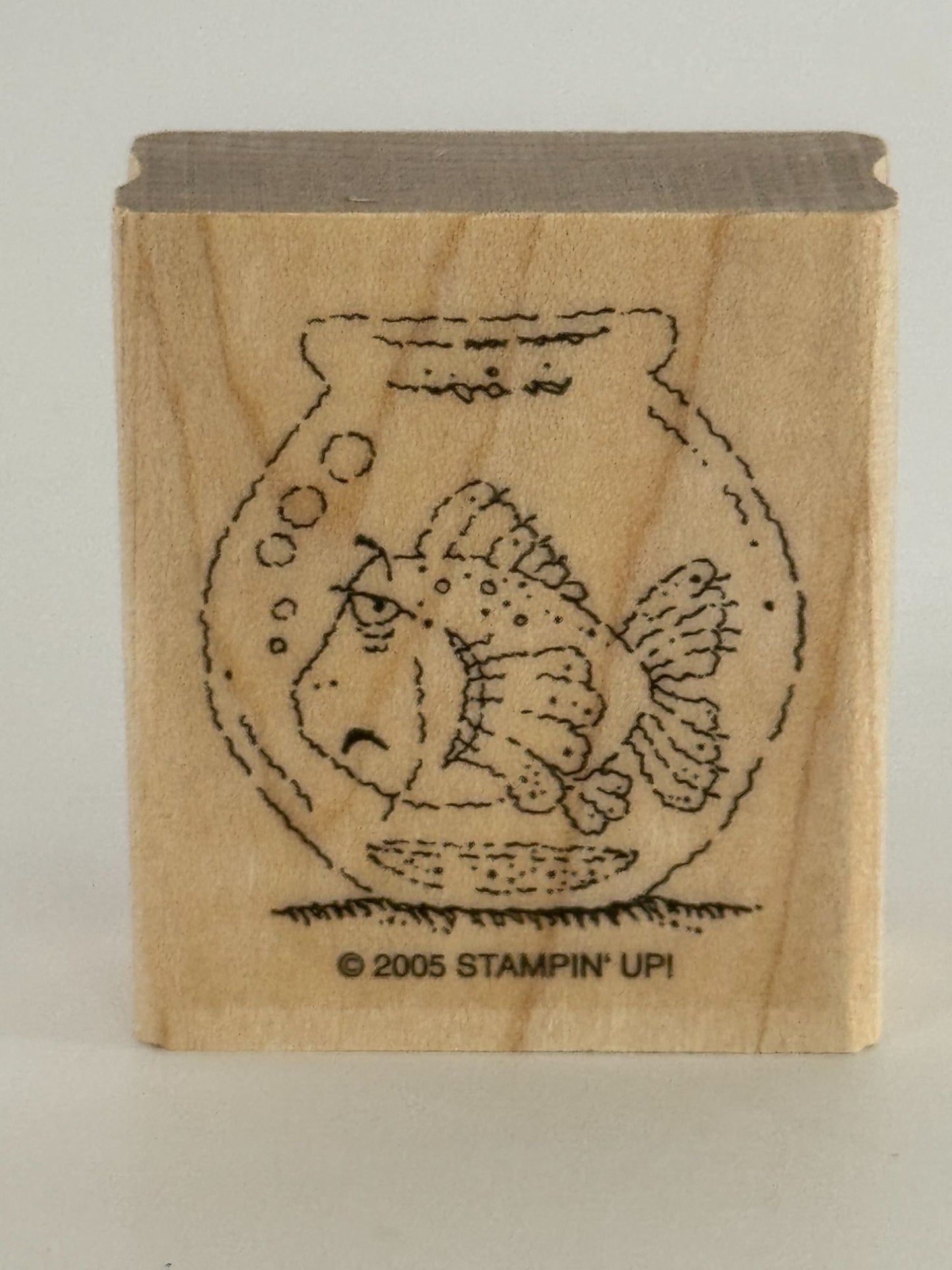 Stampin Up Wood Rubber Stamps Set Cattitude Cat Yarn Fish Bowl Paw Print Funny