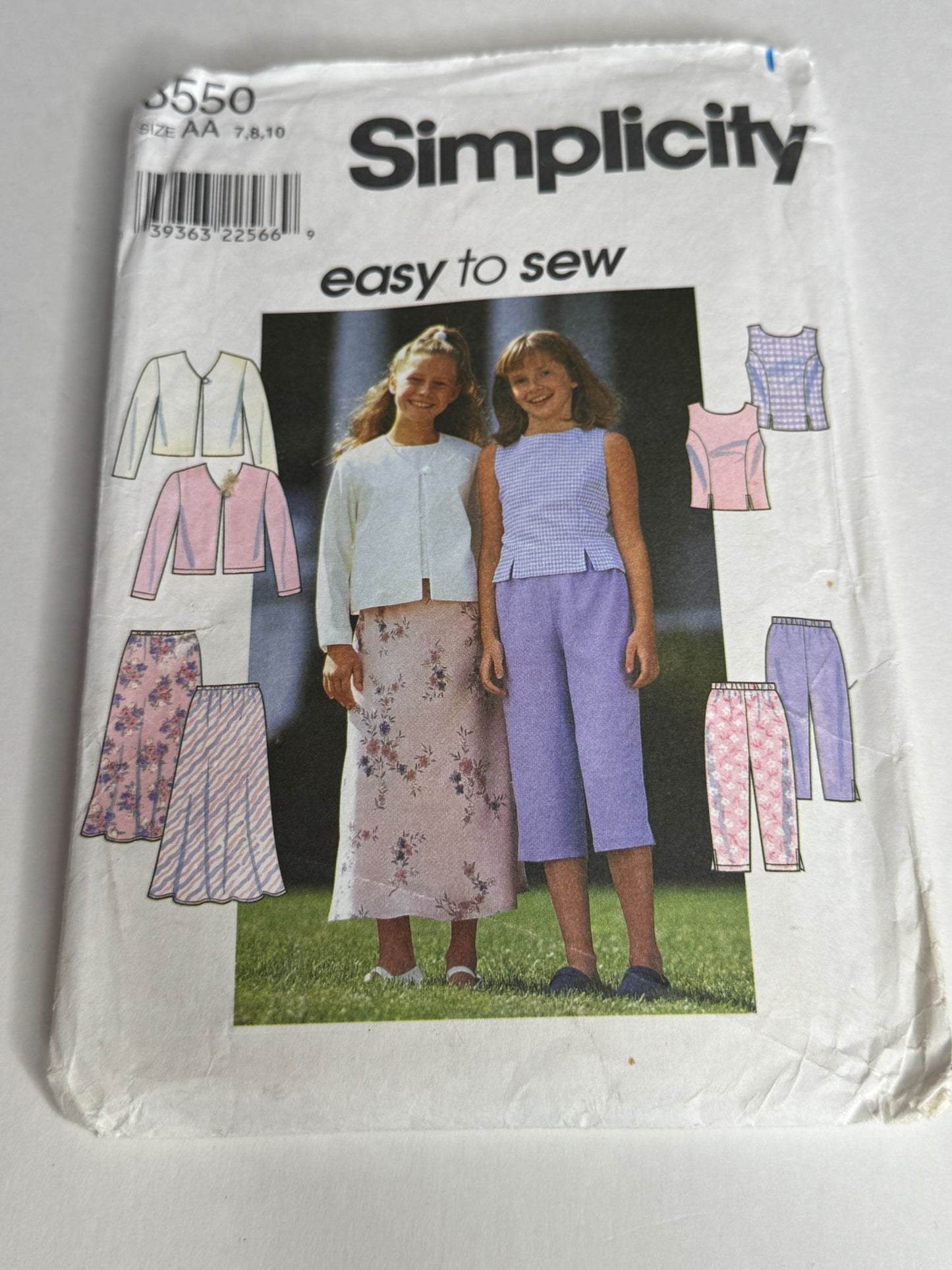 Simplicity Sewing Pattern 8550 Girls Jacket Top Skirt Pants Sizes 7 8 10 Easy UC