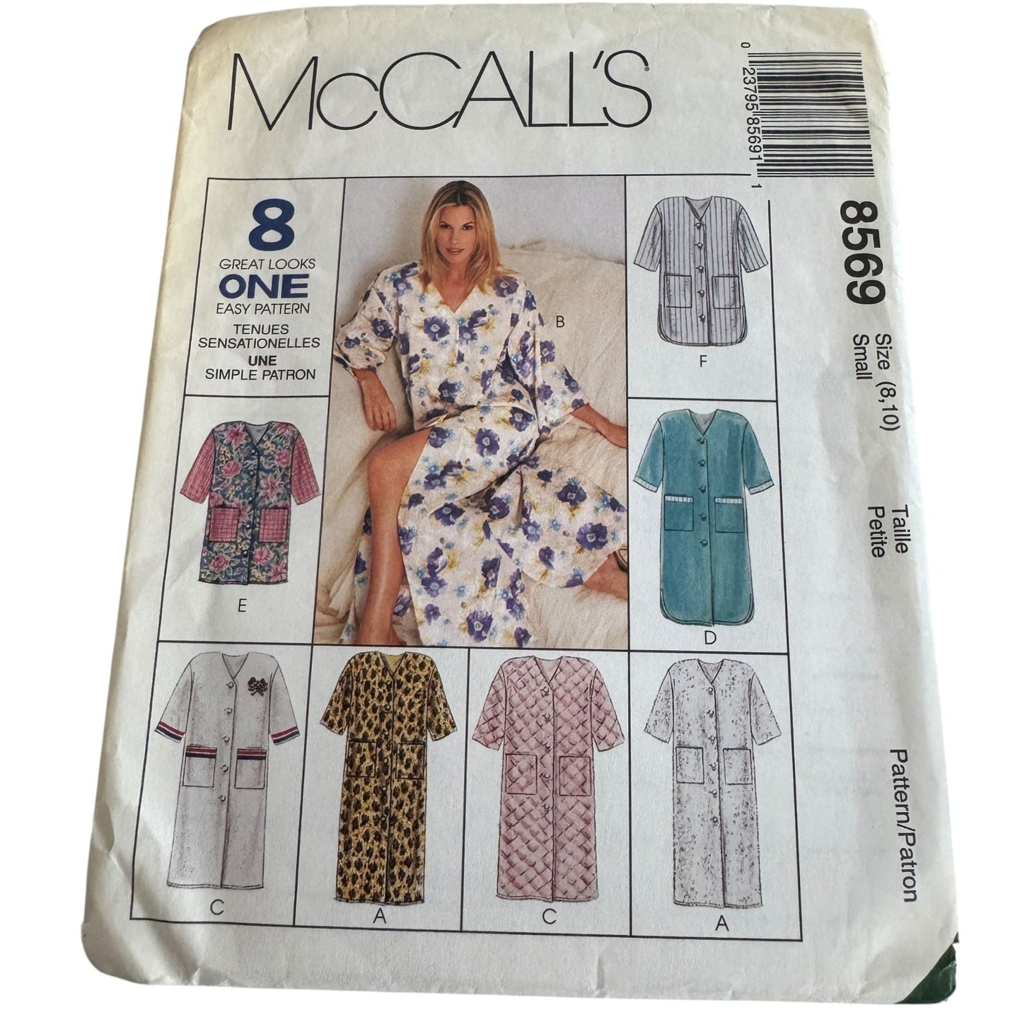 McCalls Sewing Pattern 8569 Misses Robe Easy Size Small 8-10 Uncut 8 Looks 1990s