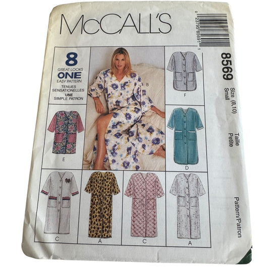 McCalls Sewing Pattern 8569 Misses Robe Easy Size Small 8-10 Uncut 8 Looks 1990s