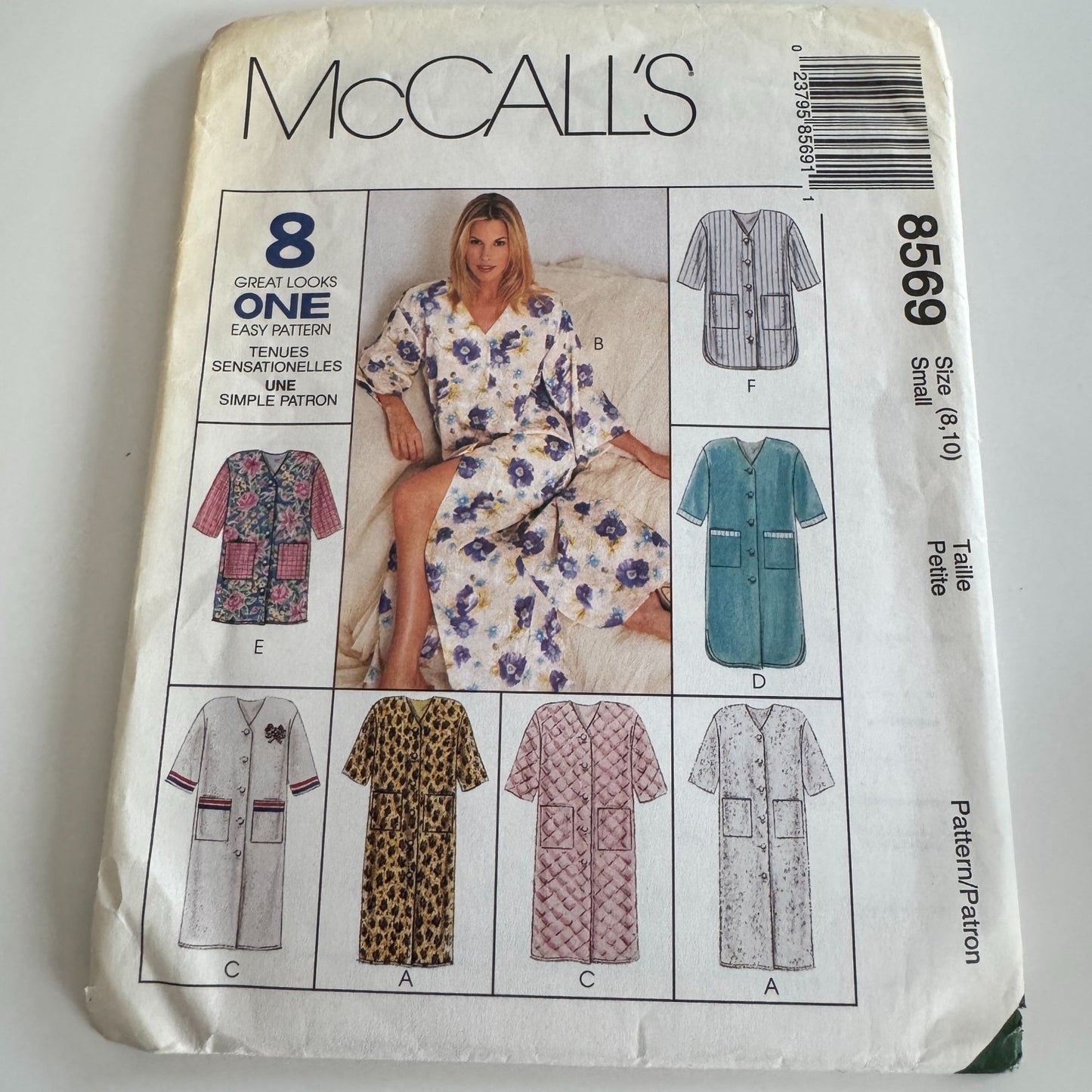 McCalls Sewing Pattern 8569 Misses Robe Easy Size Small 8-10 Uncut 8 Looks 1990s