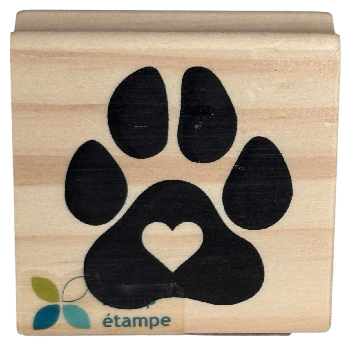 Momenta Rubber Stamp Paw Print Heart Pet Dog Cat Love Animal Card Making Wooden