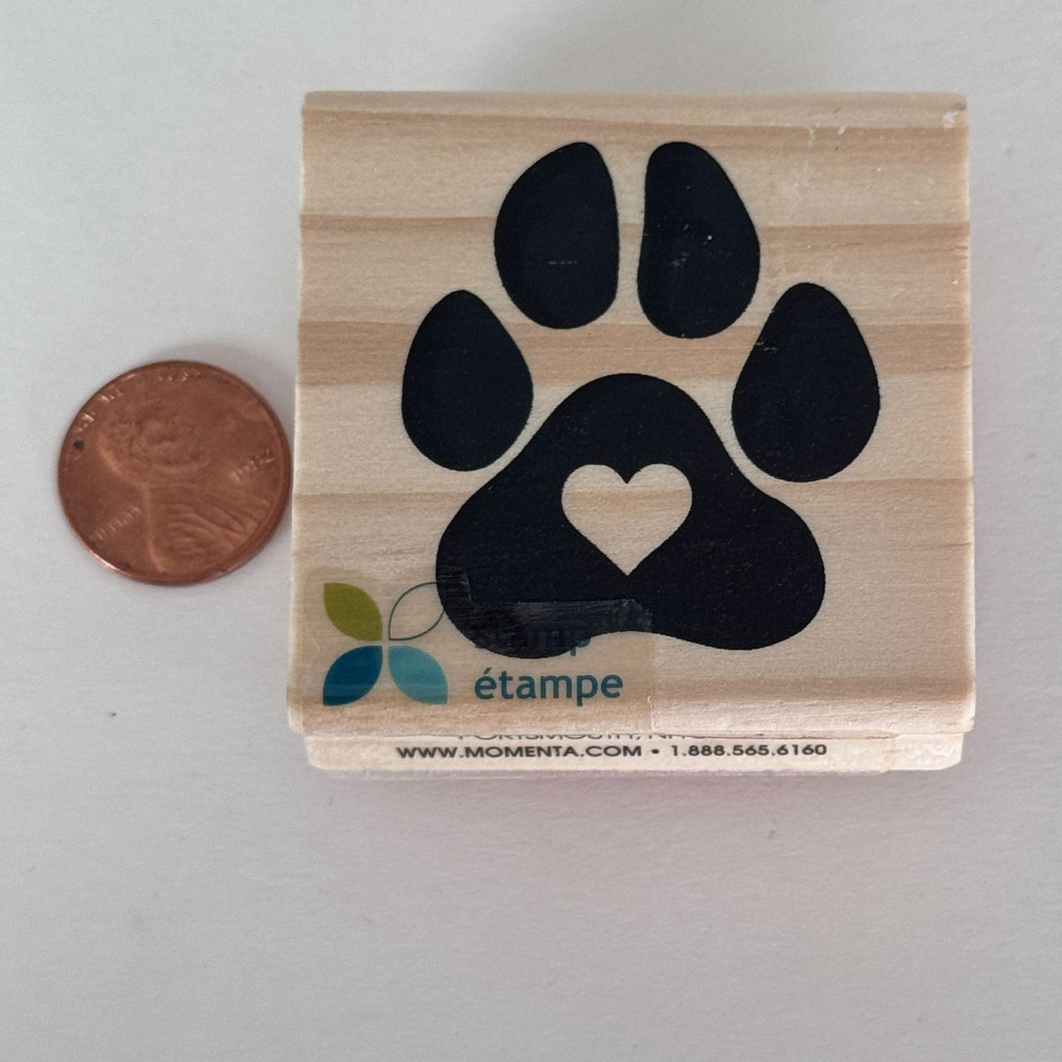 Momenta Rubber Stamp Paw Print Heart Pet Dog Cat Love Animal Card Making Wooden