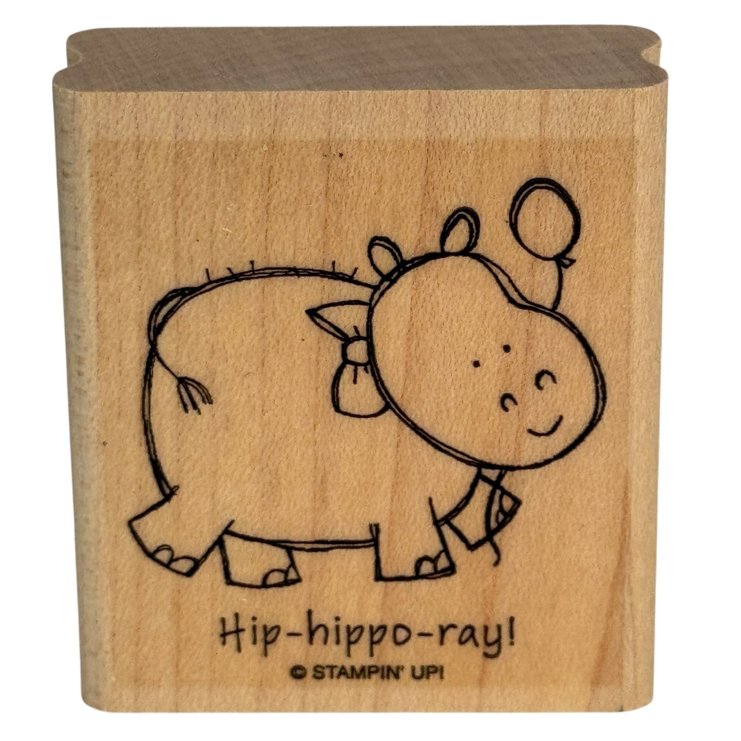 Stampin Up Wood Rubber Stamp Hip Hippo Ray Hurray Pun Card Making Words Funny
