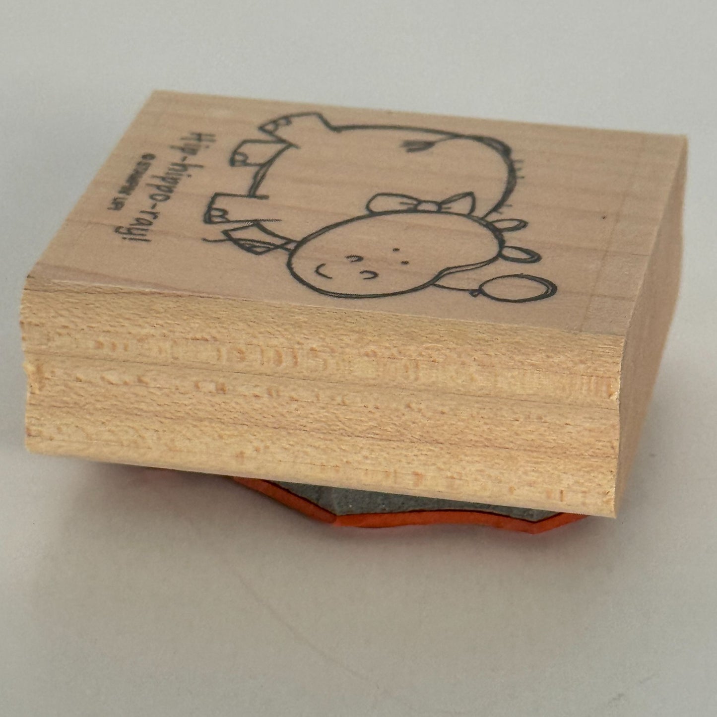 Stampin Up Wood Rubber Stamp Hip Hippo Ray Hurray Pun Card Making Words Funny