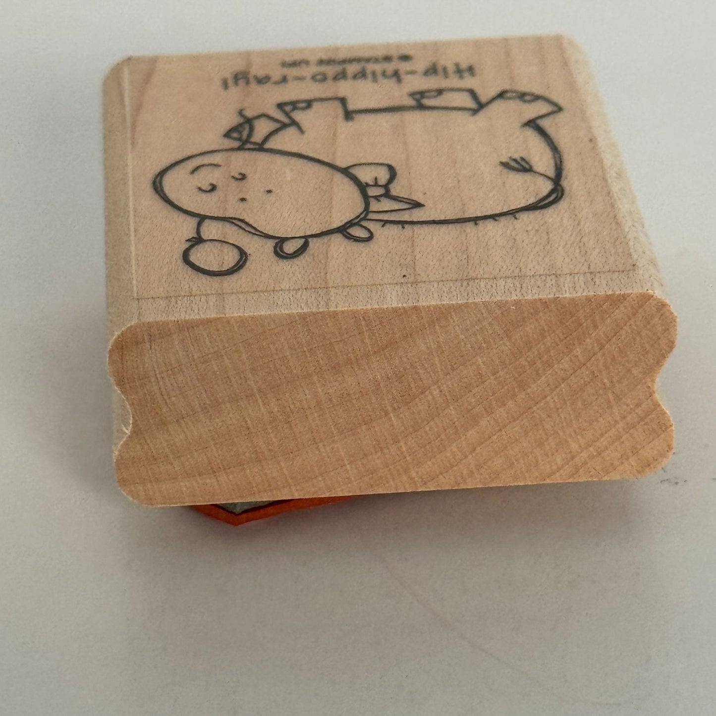 Stampin Up Wood Rubber Stamp Hip Hippo Ray Hurray Pun Card Making Words Funny