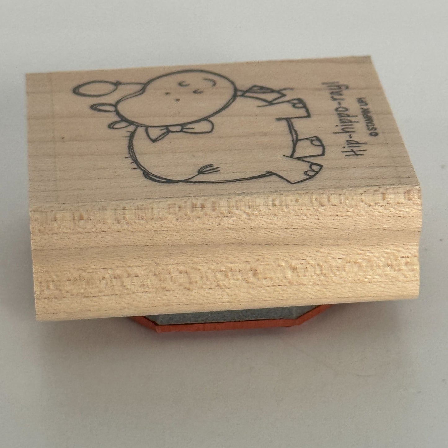 Stampin Up Wood Rubber Stamp Hip Hippo Ray Hurray Pun Card Making Words Funny