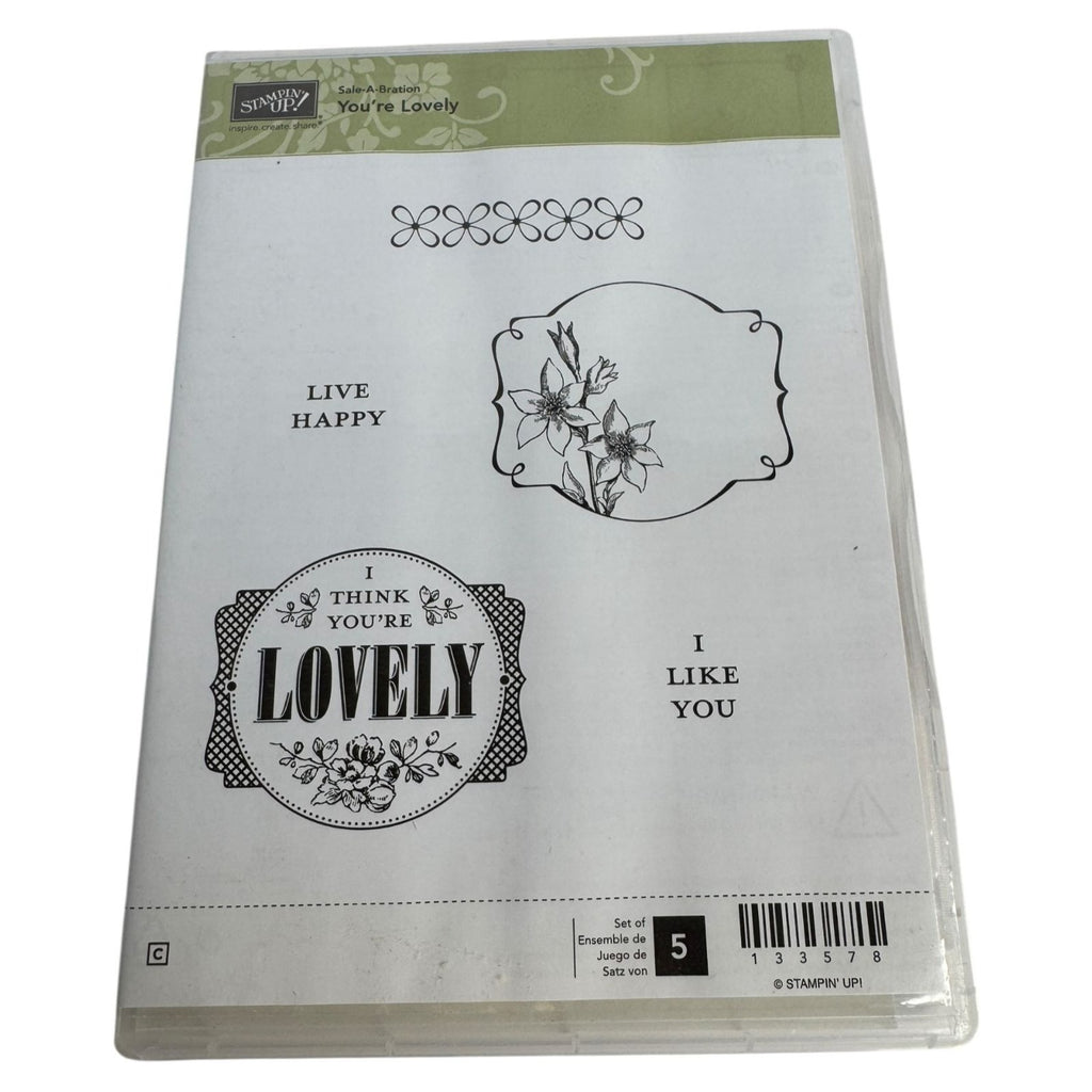Stampin Up Rubber Stamp Set You're Lovely Gift Tag Friendship Card Making Happy