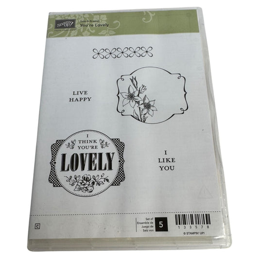 Stampin Up Rubber Stamp Set You're Lovely Gift Tag Friendship Card Making Happy