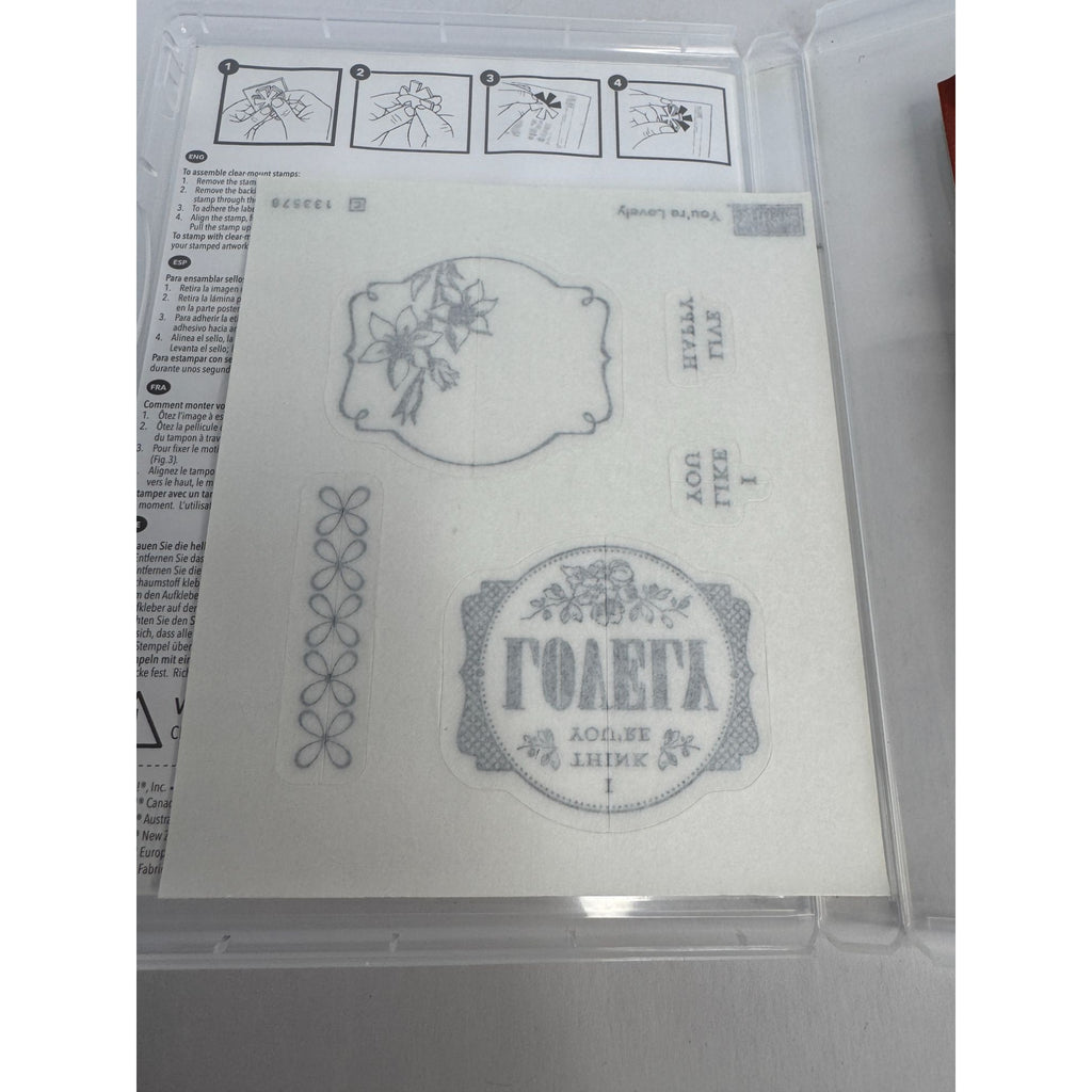 Stampin Up Rubber Stamp Set You're Lovely Gift Tag Friendship Card Making Happy