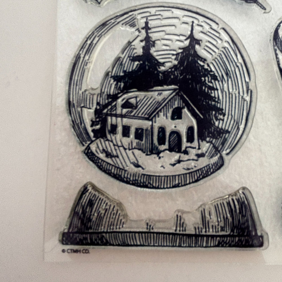 CTMH Acrylic Stamps Set Traditional Holiday Christmas Cardmaking Pickup Truck Snow Globe Candy Cane