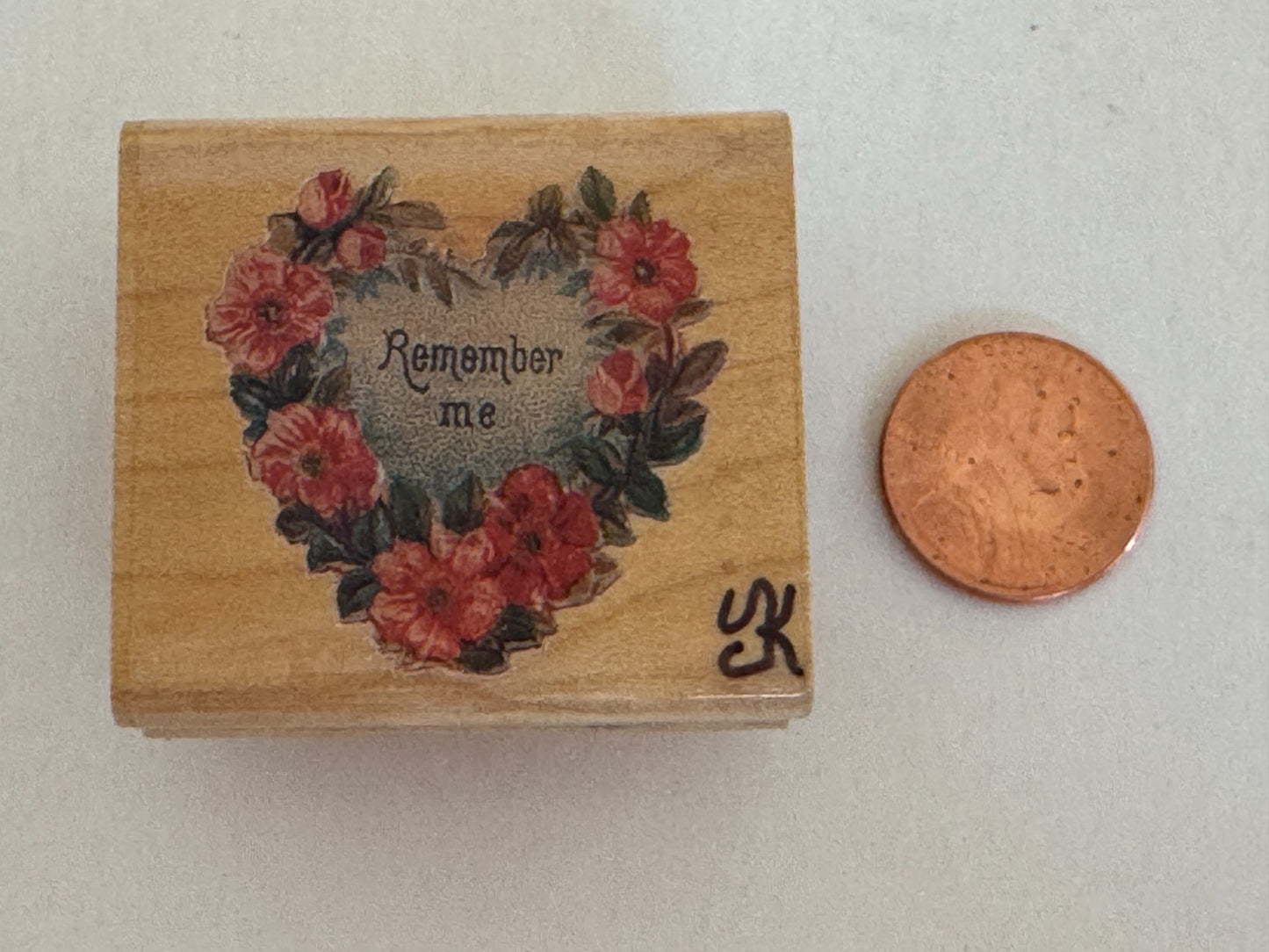 Rubber Stampede Rubber Stamp Remember Me Floral Heart Flowers Rose Cynthia Hart