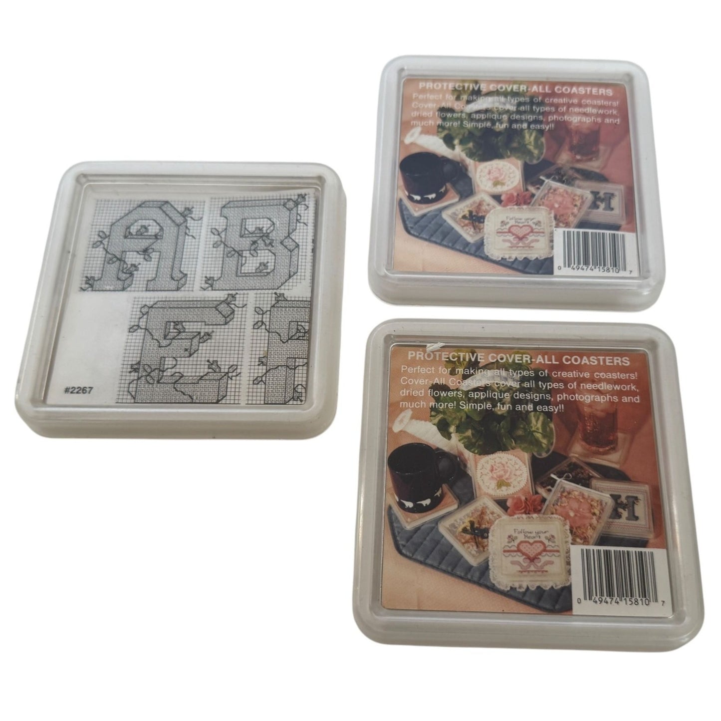 Protective Cover All Drink Coasters For Needlework Dried Flowers Photos Set of 3