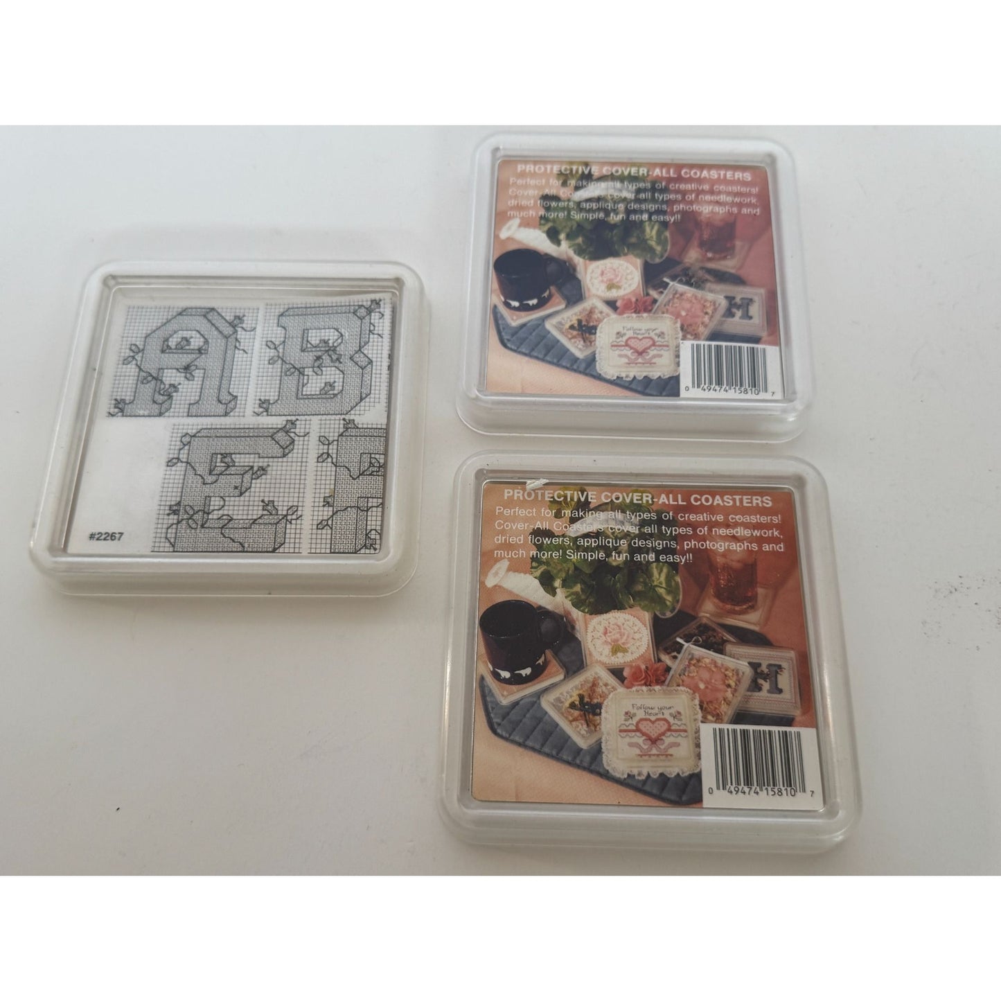 Protective Cover All Drink Coasters For Needlework Dried Flowers Photos Set of 3