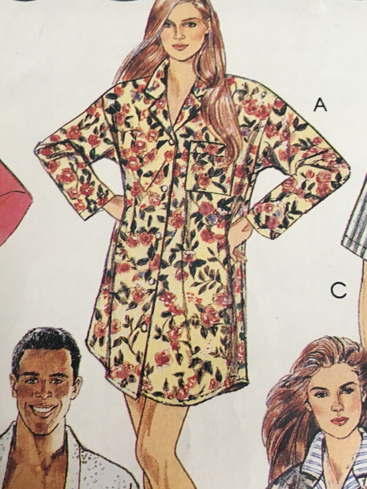 Vintage 90s Pajama Sewing Pattern McCalls P464 Kimono Robe Nightshirt Pajamas Lounge Set Medium Unisex Mens