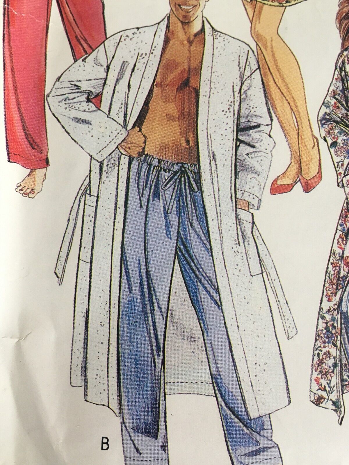Vintage 90s Pajama Sewing Pattern McCalls P464 Kimono Robe Nightshirt Pajamas Lounge Set Medium Unisex Mens