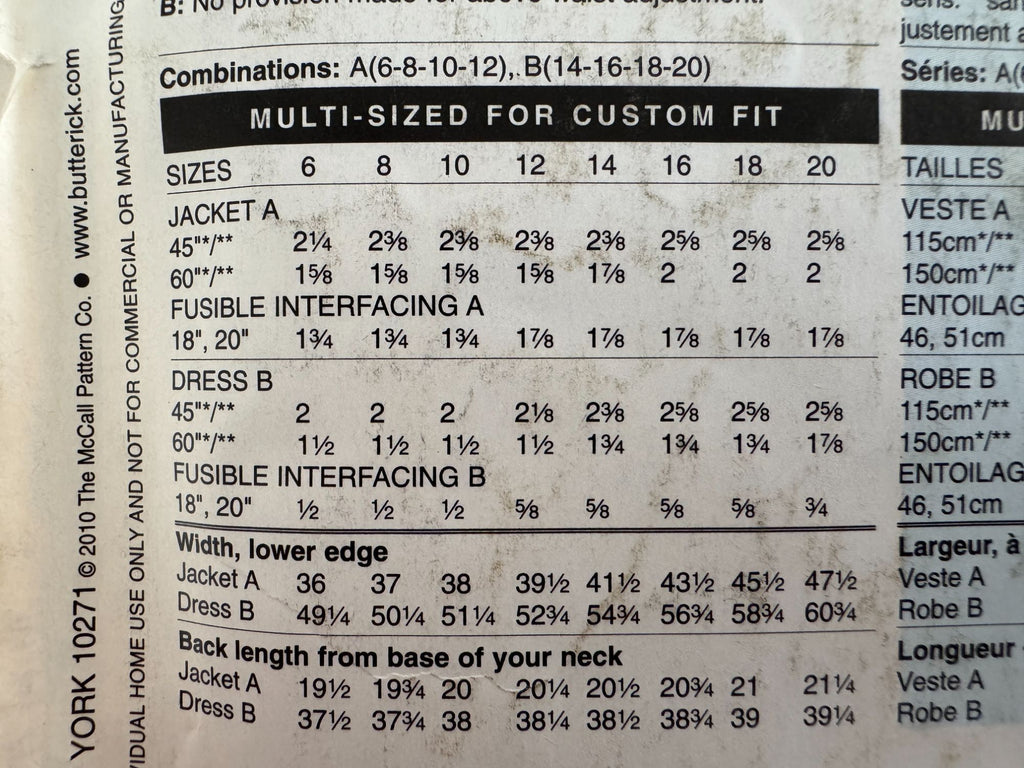 Butterick Sewing Pattern  B5478 Jacket Dress Blazer Modern Workwear 6 8 10 12 UC
