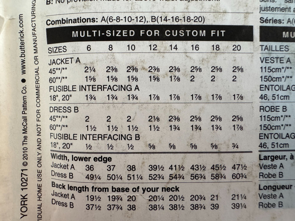 Butterick Sewing Pattern  B5478 Jacket Dress Blazer Modern Workwear 6 8 10 12 UC
